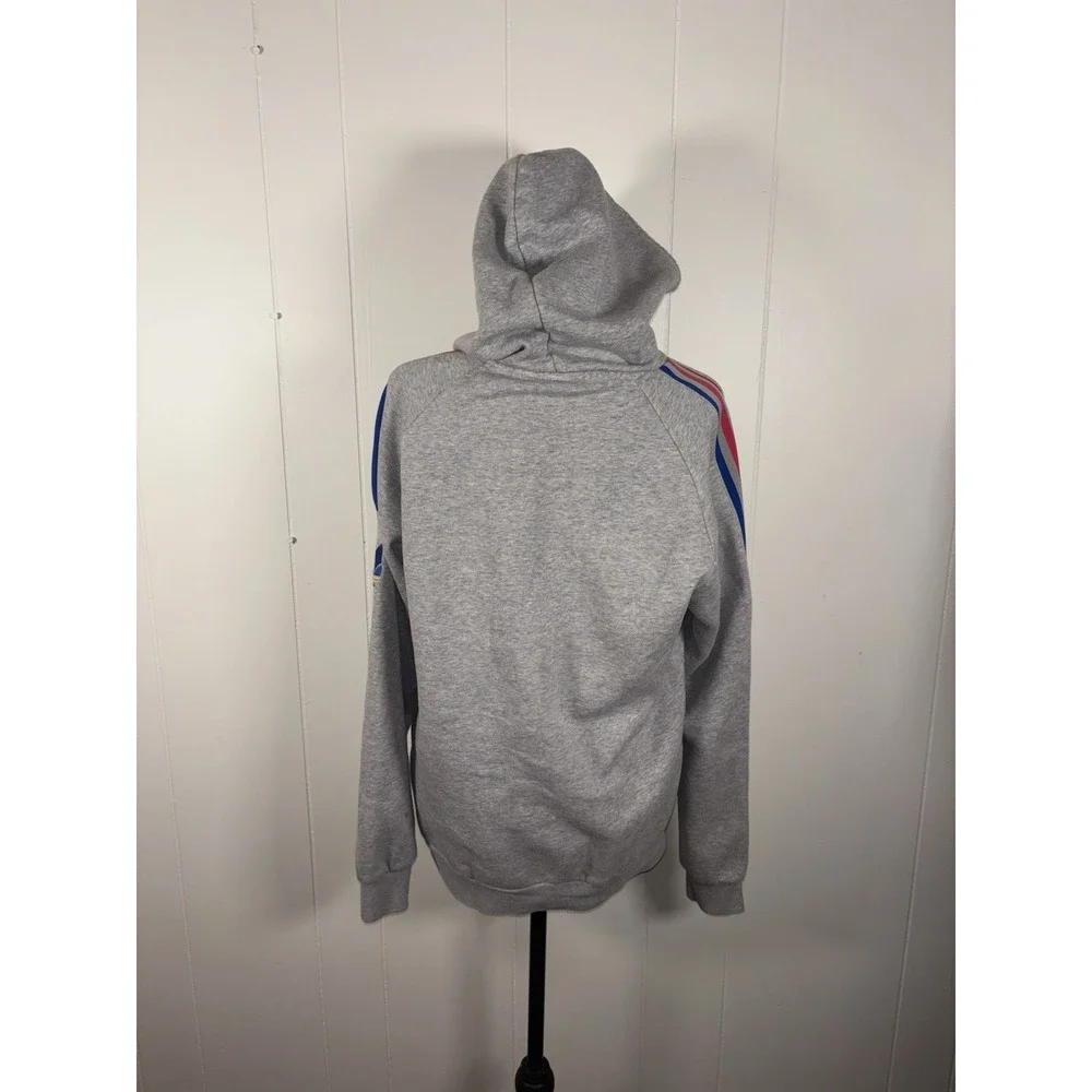 Adidas Originals retro Gray Red Men's 3D Trefoil 3-Stripe Colors Hoodie Mens S